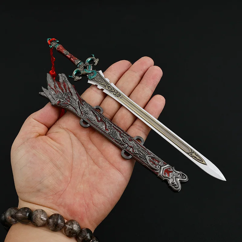 22CM/8,66 pulgadas Naraka: espada larga periférica de juego Bladepoint Chixiao 30cm espada artesanal totalmente metálica con funda espada de juguete modelo regalo