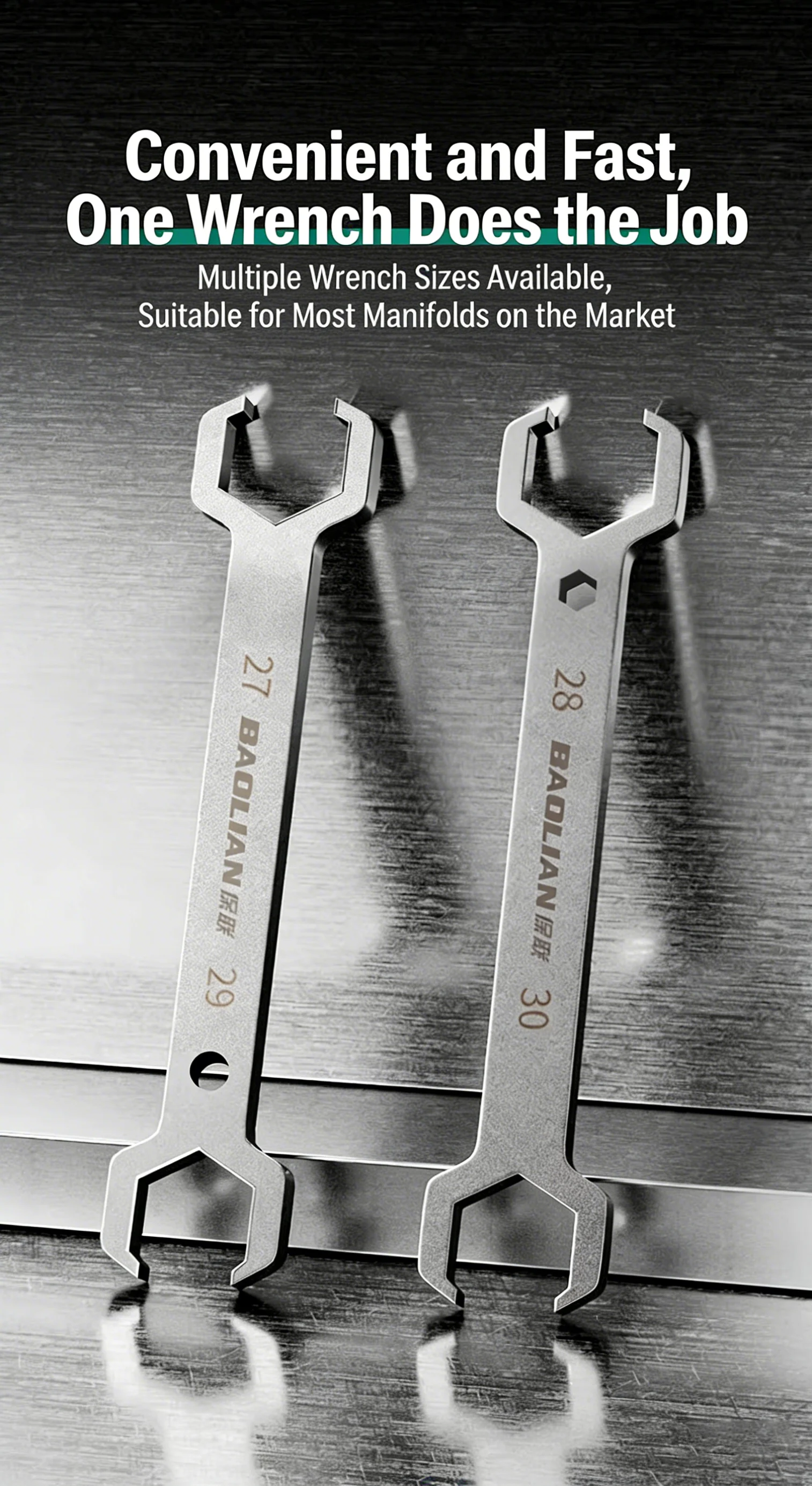Praktischer Doppel-Maulschlüssel für Fußbodenheizung, Muttertreiber 27/29mm 28/30mm, Armatur- und Spülbecken-Montageschlüssel, Handwerkzeug – Detail 5