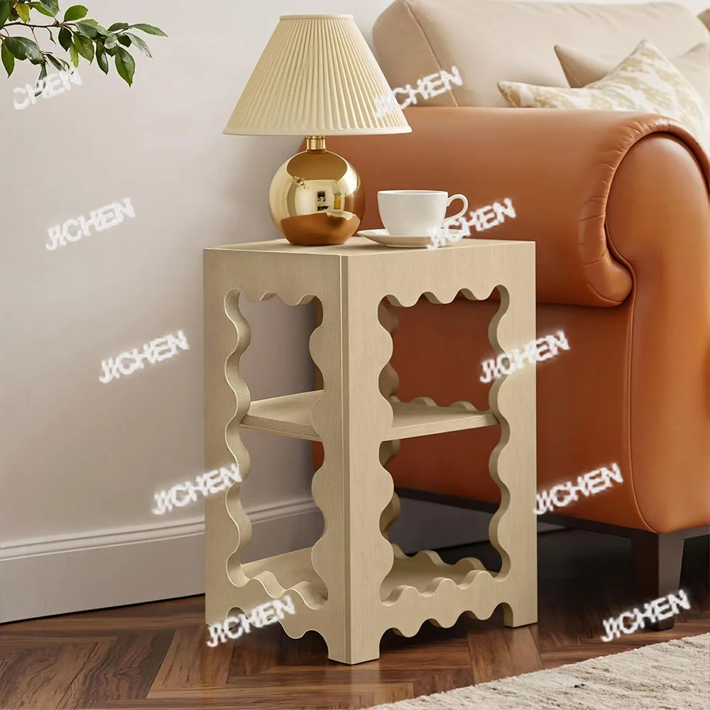 

Neu Small side table with storage rack Wooden side table for small space with living room furniture