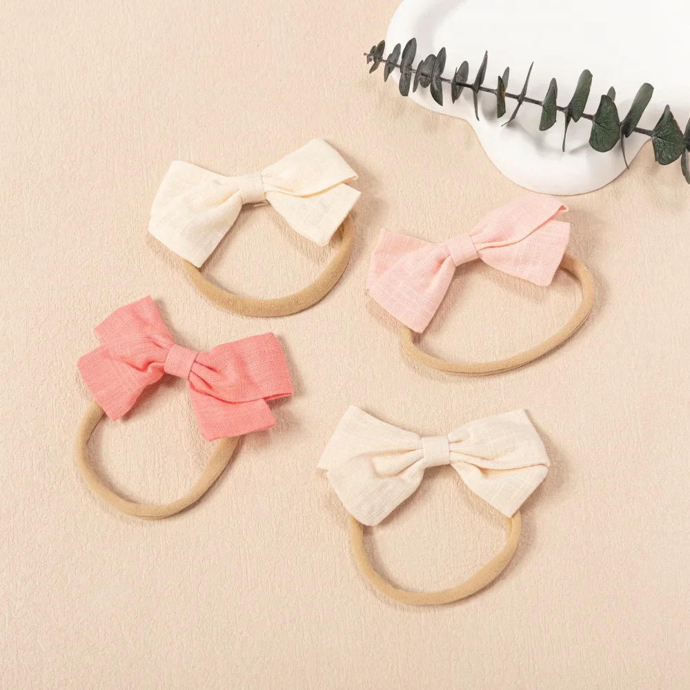 4pcs Baby Bow Headband Girls Cute Nylon Hairband Soft Elastic Kids Headwear Newborn Toddler Photography Hair Accessories image 3