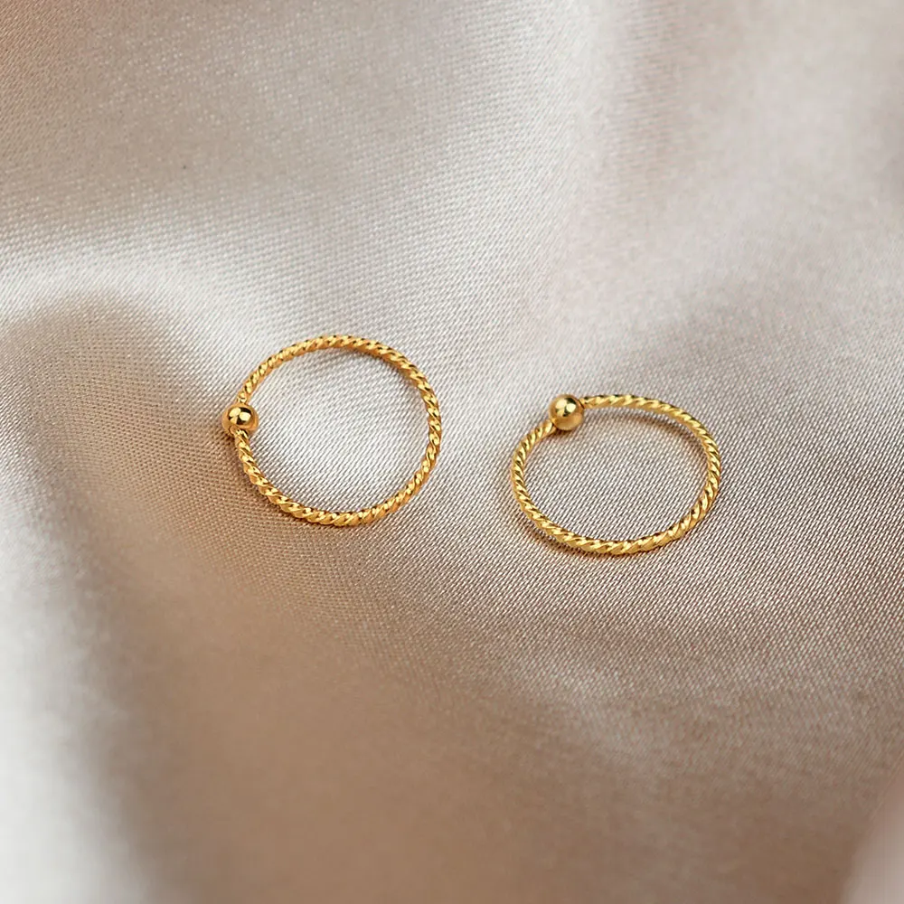 2PC Minimal Stainless Steel With Ball Hoop Earring Nose Ring Cartilage Piercing Accessory Trendy Small Huggie Hoop For Men Women