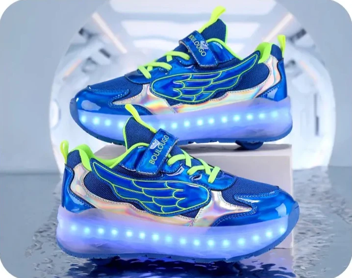 Four Wheels Children's Led Light Roller Skate Shoes For Kids Boys Girls Glowing Sports Luminous Sneakers Skateboard USB Charging