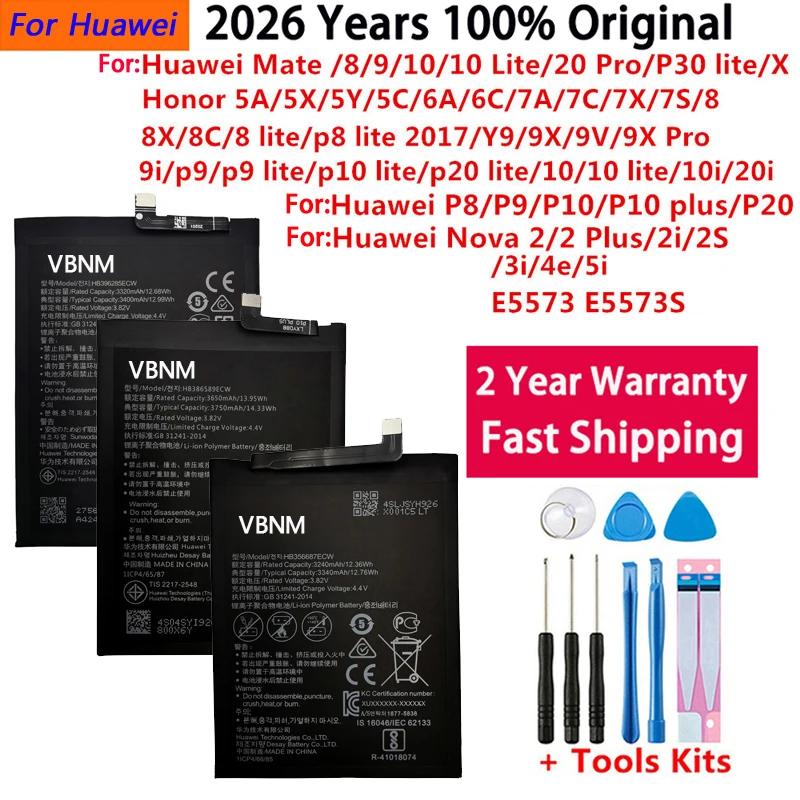 Original Battery For Huawei Honor Mate Nova 2 3 5C 5A 6A 7 7C 7A 7X 8 8A 8C 8X P8 9 Y9 P9 10 P10 20 P20 Lite Pro Plus Batteries