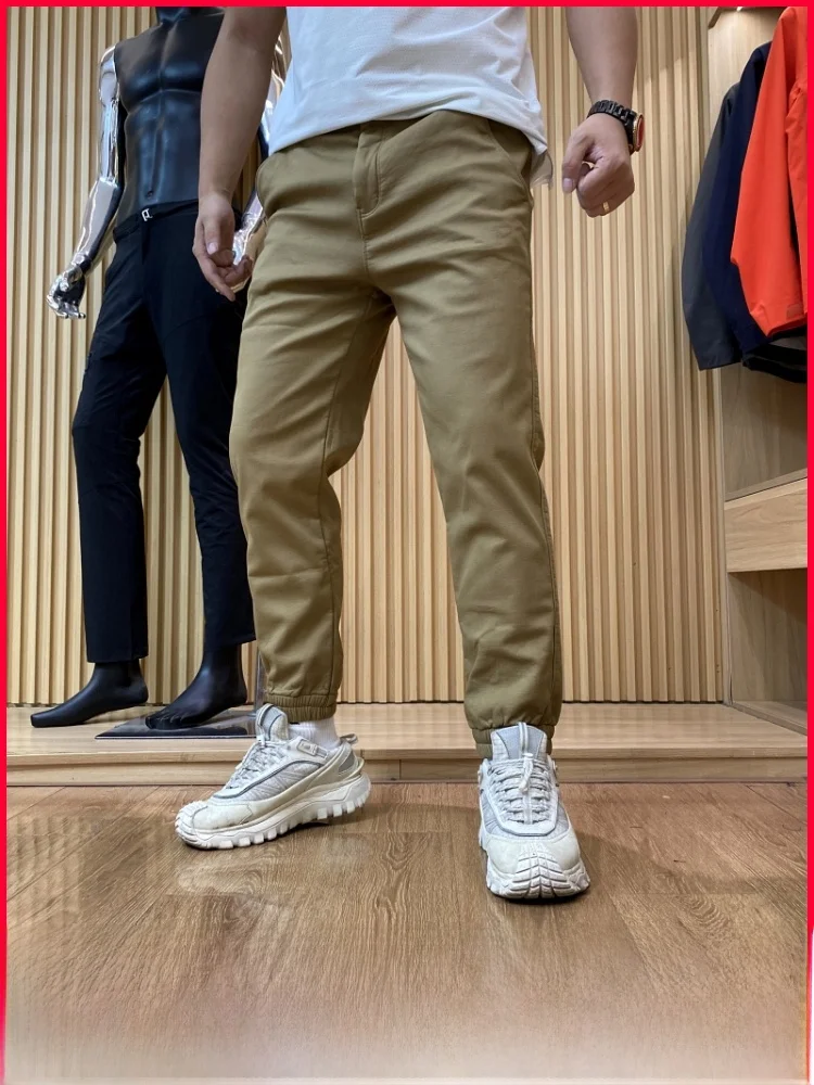

Thiened Fce Lined Pure Cotton Trousers Elastic Waist Workwear Casual Pants Autumn Winter New Men's Loose Fit Cuffed Jeans