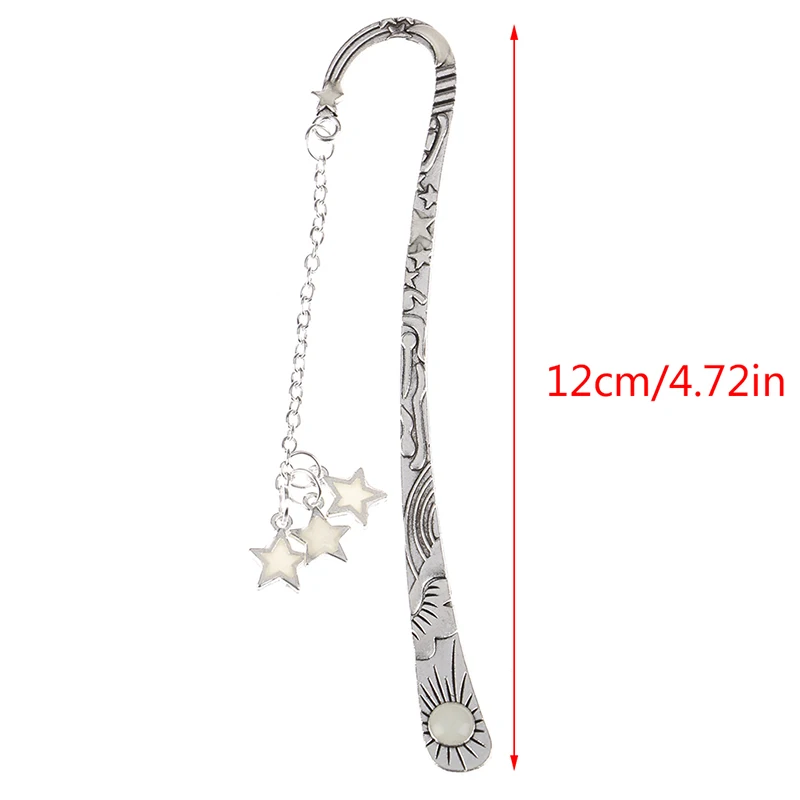 1/2pcs Luminous Moon Stars Bookmark Creative Vintage Retro Metal Book Marks Stationery