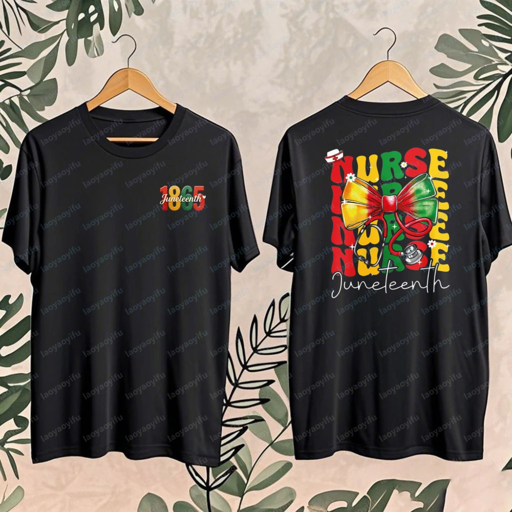 Unique Juneteenth Graphic Shirt for Women Trendy Festival Cotton T-Shirt Solidarity Apparel Authentic Black Nurse Streetwear
