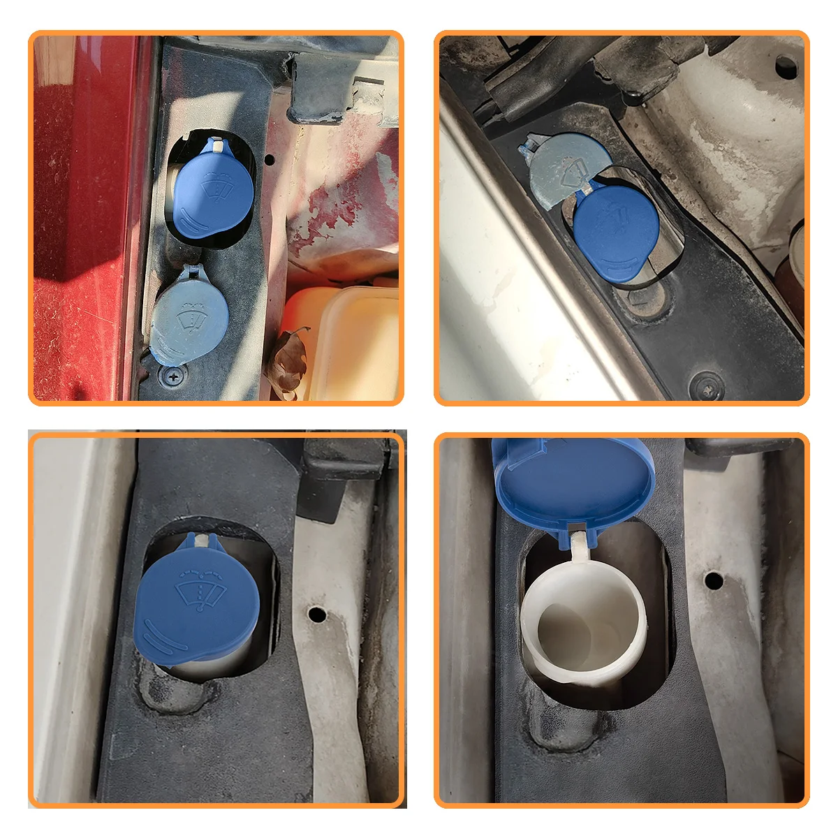 Blaue Kunststoff-Wischwasserbehälterkappe für Ford Focus MK2 Hatchback, Limousine, Kombi, Cabrio, 1450992, 4N5117632AB – Detail 5