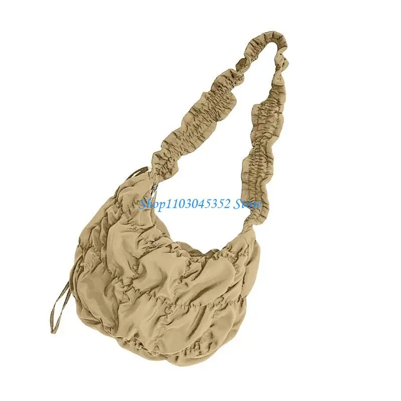 

A3PE Large Capacity Crossbody Bag for Women Pleated Dumplings Bag Solid Color Shoulder Bag Fashion Shopping Bag Cloud Bag