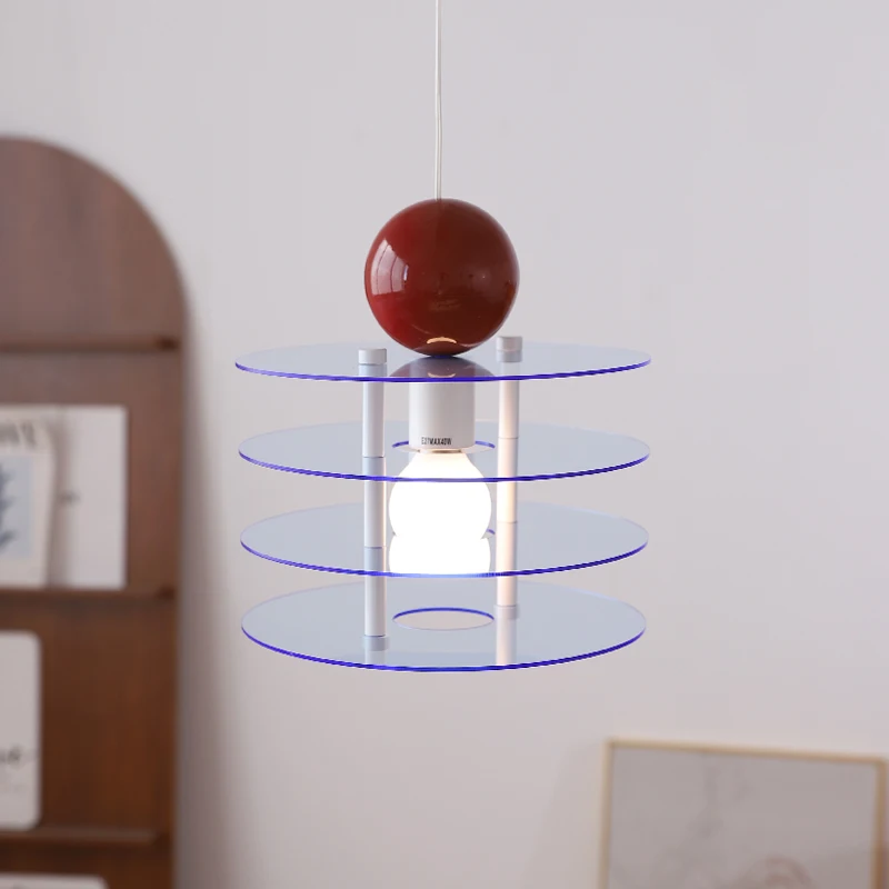 Colorful Acrylic Flying Saucer Chandelier Modern Children's Room Cute Atmosphere Light LED Bedroom Bedside Decorative Light