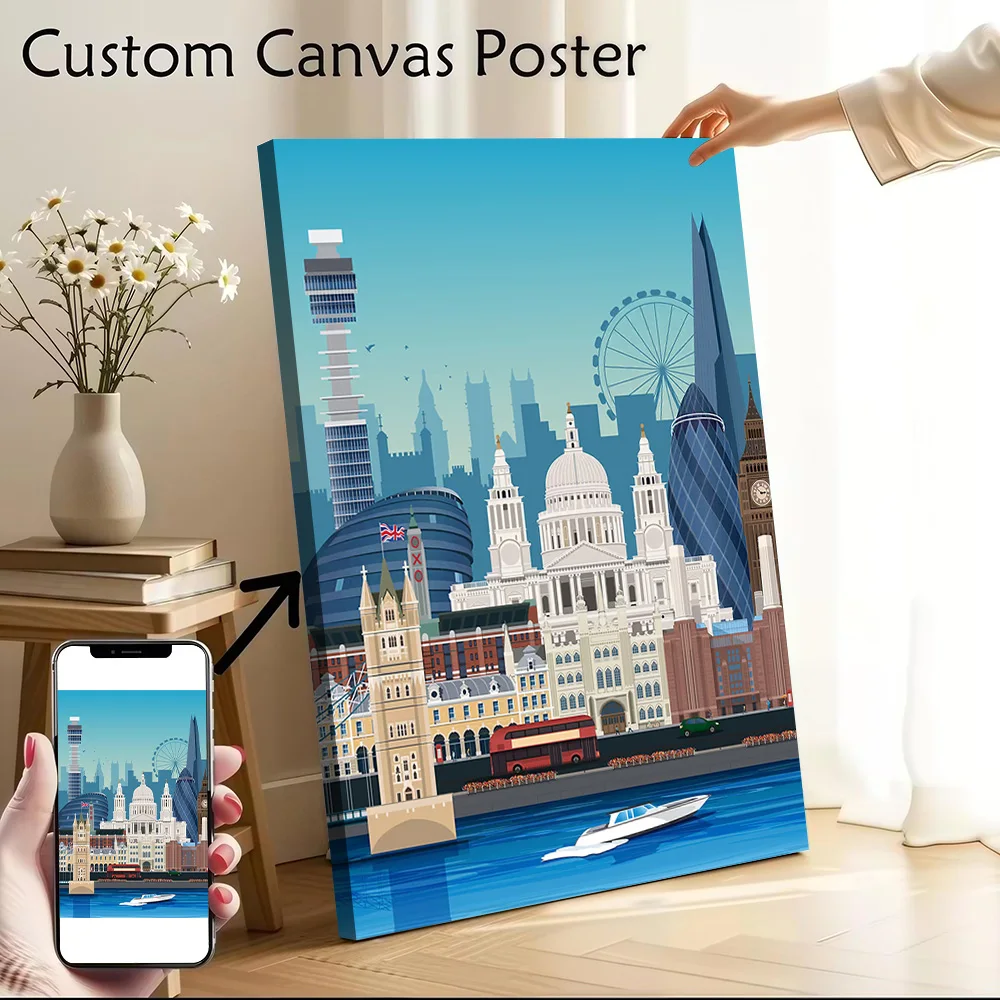 London Travel Canvas Wall Arts Poster Customizable Pictures Printing for Room Modern Home Decoration Ornaments Art of Murals
