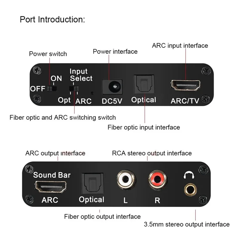 【スーパーディール】ARC Audio Extractor 192Khz - 互換性のある ARC コンバーター デジタル光 SPDIF から RCA L/R 同軸 SPDIF 3.5Mm コンバーター