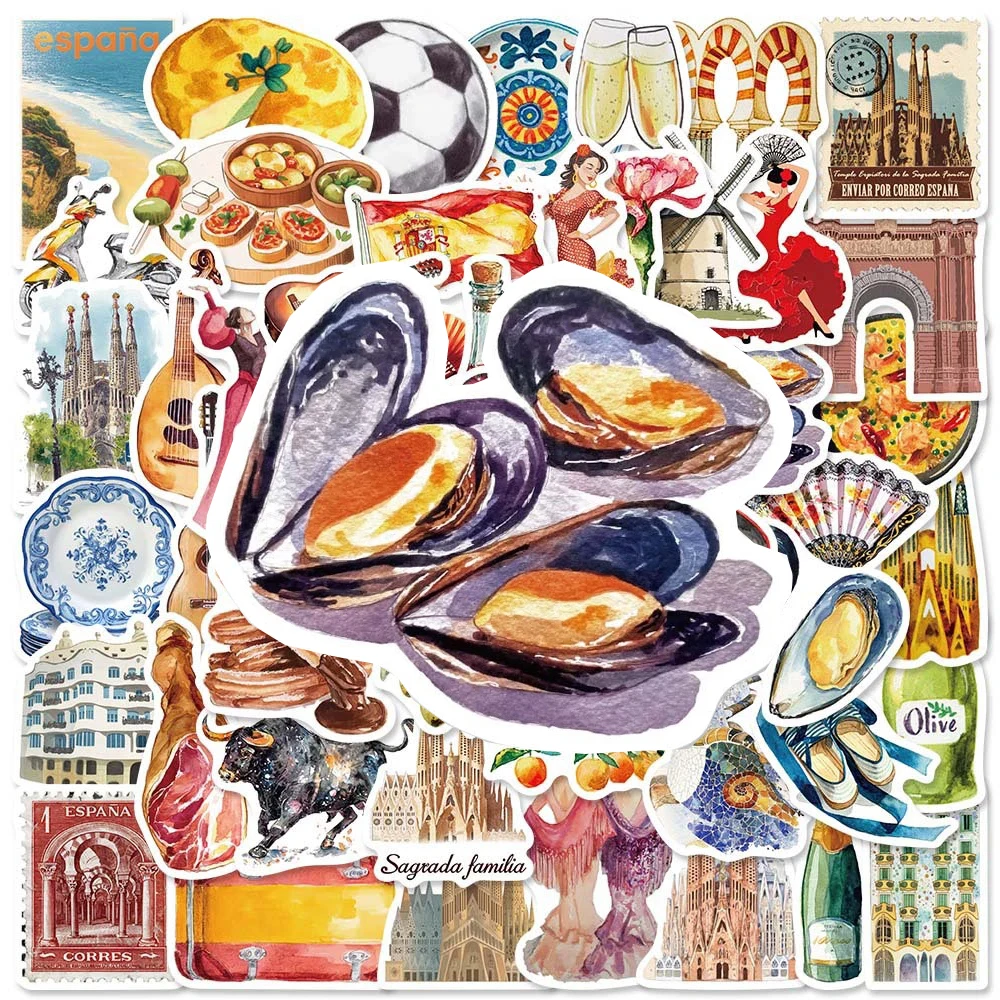 

10/30/50pcs Spanish Aesthetic Culture Stickers Vintage Graffiti Sticker DIY Suitcase Notebook Laptop Cool Cartoon Decals Decor