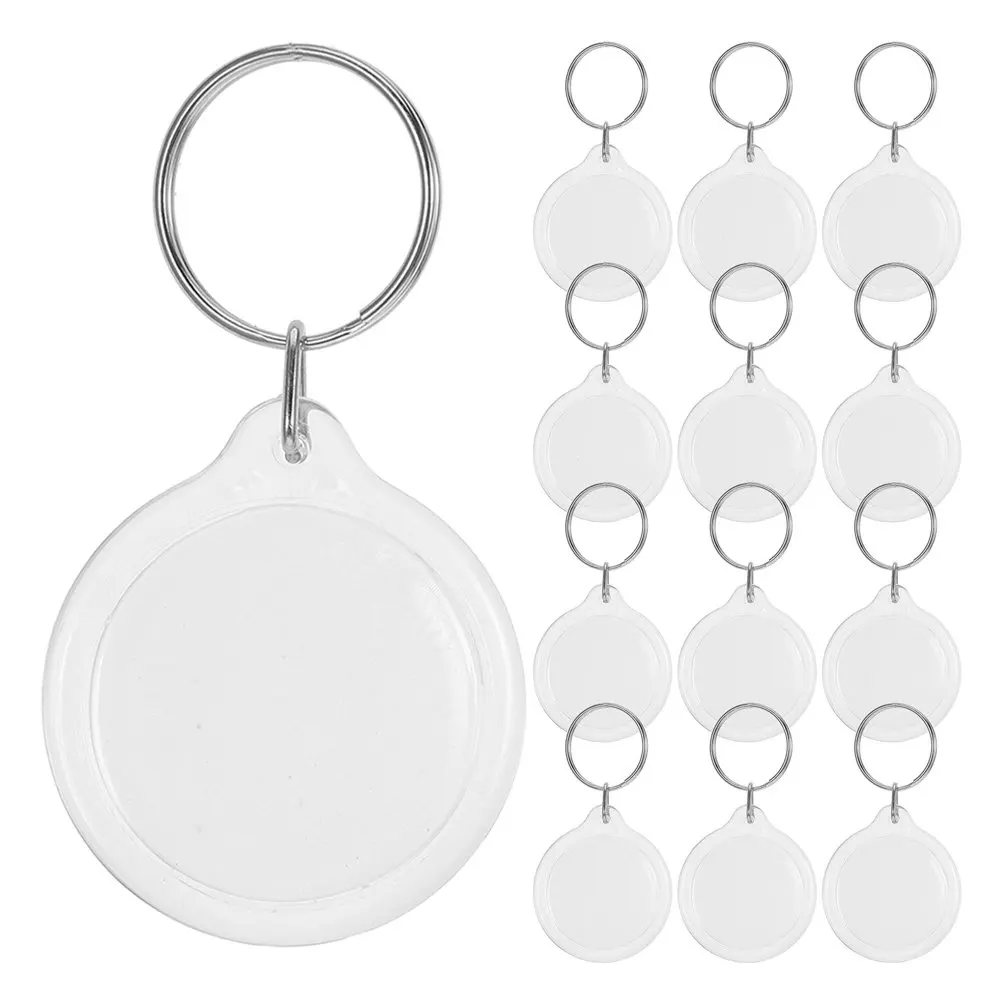 35Pcs Circular Photo Keychain Acrylic Clear Blank Picture Frame Keyrings DIY Accessories Personalize Gifts Acylic Keychain