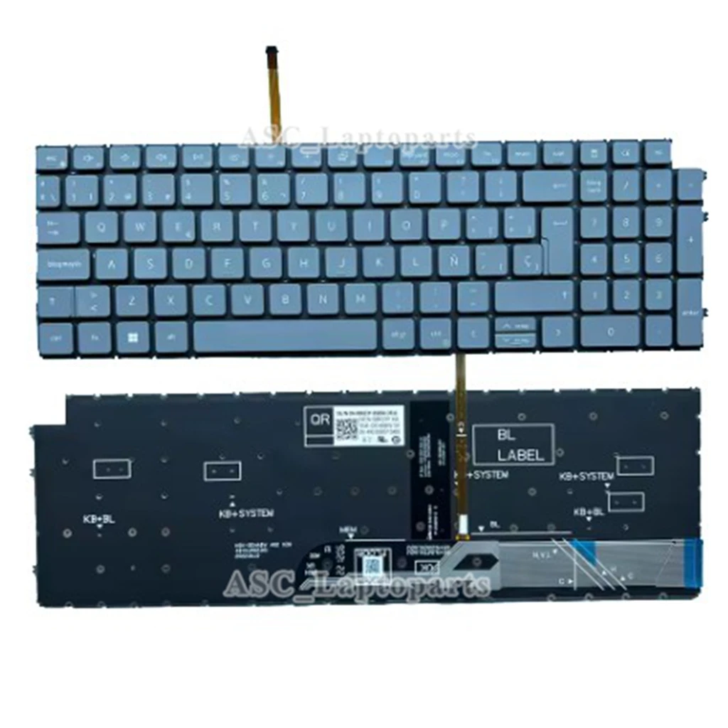 New Spanish Latin Tecaldo Keyboard for DELL Inspiron 5510 5515 5518 7510 7610 3510 3511 3515 3525 3535 BACKLIT, No Frame Gray B