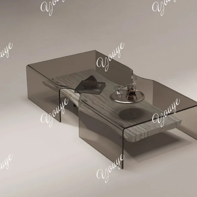 

Y Italian Minimalist White Natural Marble Coffee Table Small Apartment Modern Simple Living Room Glass Creative Coffee Table