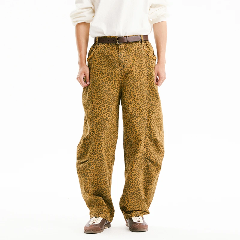 

Свободные брюки-карго с леопардовым принтом в американском стиле ретро — широкие брюки-карго унисекс с широкими штанинами в стиле хип-хоп 3D High Street Cool