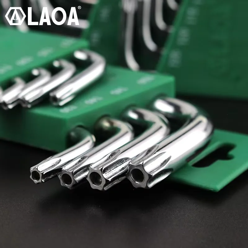 LAOA Inner Spline Allen Key with Middle Hole Wrench Set Torx Screwdriver Handtool Star Wrench 9pcs/Set