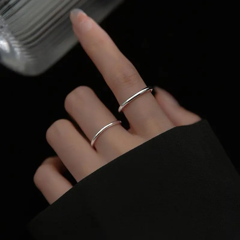 1pc Unisex Minimalist Hoop Ring White K-Plated Plain Wedding Band Pinky Ring All Occasion Wear Year-Round Couple Gift