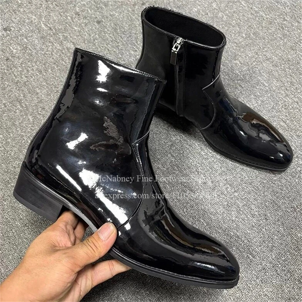 Mens Formal - Patent Leather Pointed Toe Block Heel