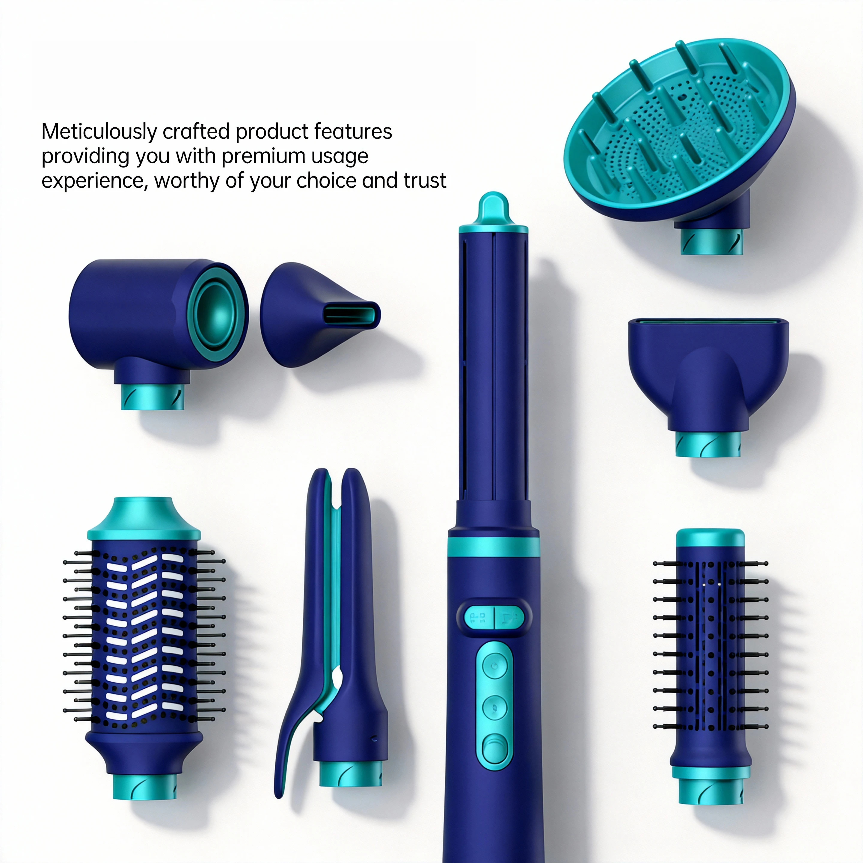 110-240V Dual Voltage 1400W Ionic Electric Hair Dryer Brush 7-in-1 Auto Wrap Curlers with Brushless Motor for Home & Hotel Use