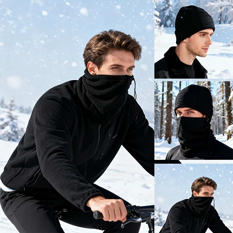 1Set Winter Radfahren Sturmhaube Maske Schal Verdickte Winddichte Polar Fleece Kappe Hals Abdeckung Gesichtsmaske Thermische Lauf Schädel Kappe