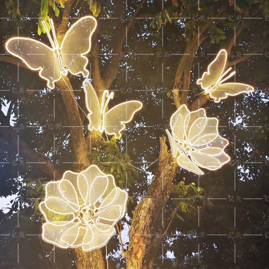 Luminous butterfly light outdoor waterproof light 2026 new landscape garden lighting creative art petal flower