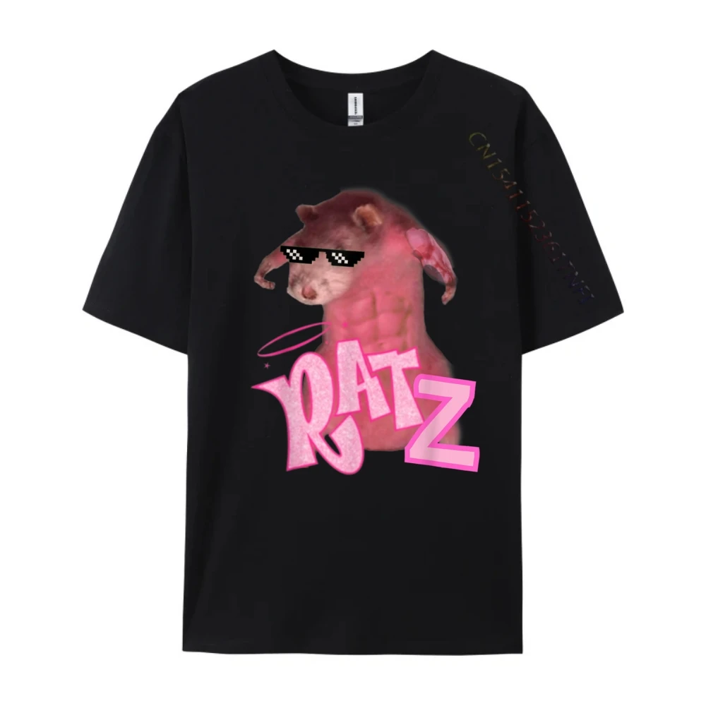 Ratz Funny Gangster Mouse Pink Rat Memes Muscle Ratz Green And White Graphic T Shirt Adult Camisas De Hombre