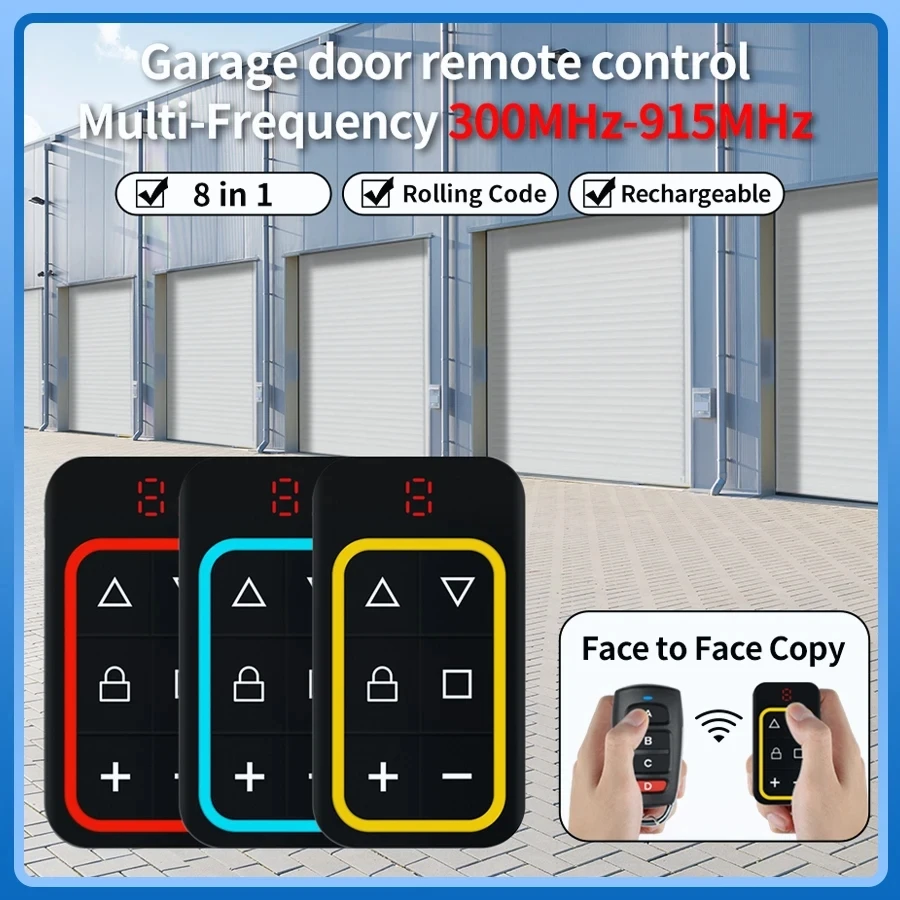 Universal Garage Remote Control Gate Key Duplicator Clone Multi-frequency Garage Door Controller 8 Channels 300-915Mhz 433Mhz