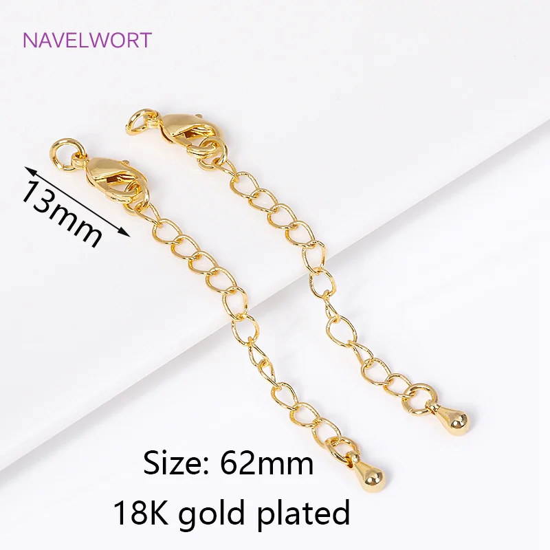 18 Karat vergoldet mit Karabinerverschlüssen, Endverlängerung, Schwanzkette, Verlängerungskette für Schmuckherstellung, DIY-Armband, Halskette – Detail 34