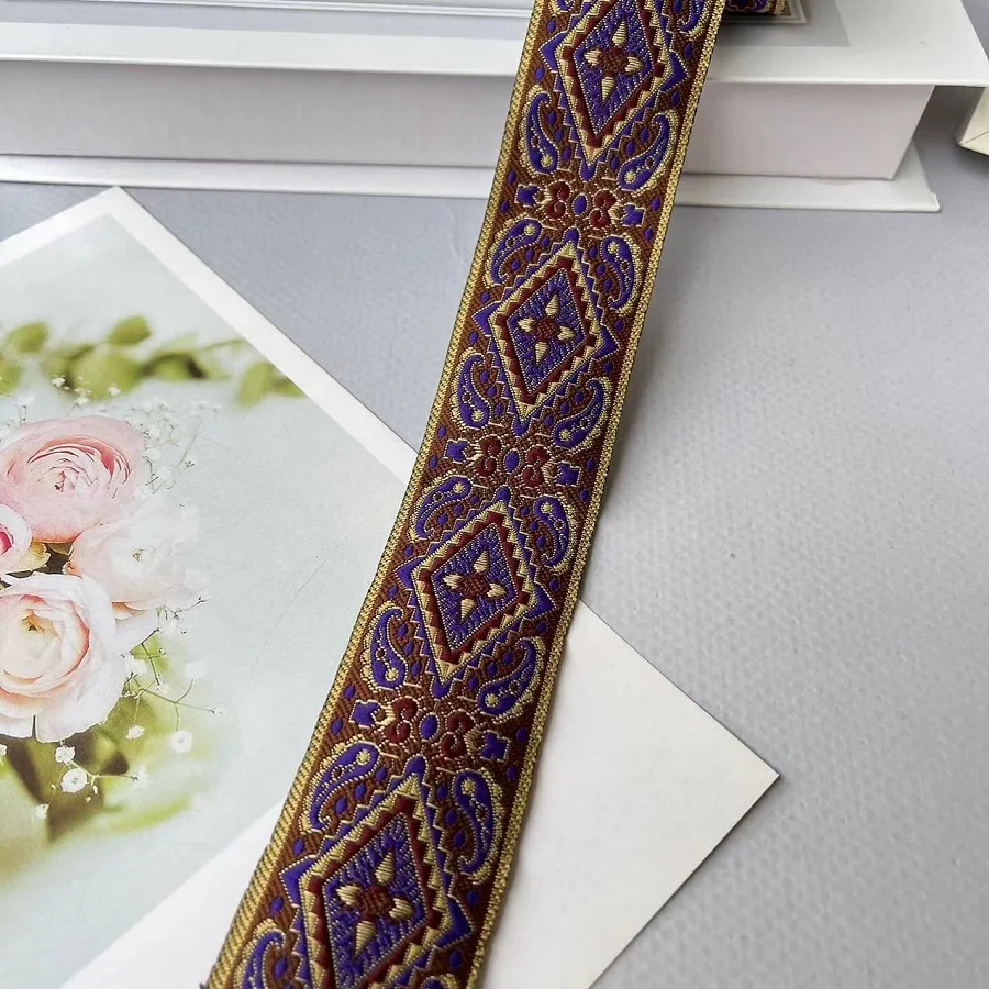 10 Yards /Lots Ethnic Style Webbing Woven Jacquard Ribbon 3.8 CM For Garment Straps Accessory IS-3322