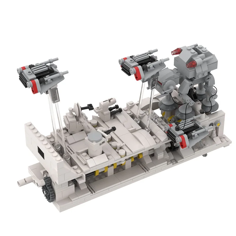 ホースバトルMOCビルディングブロック、ギア駆動モーション付き宇宙戦争シーン、大人向けAT-AT vs スノースピーダーダイナミックジオラマ