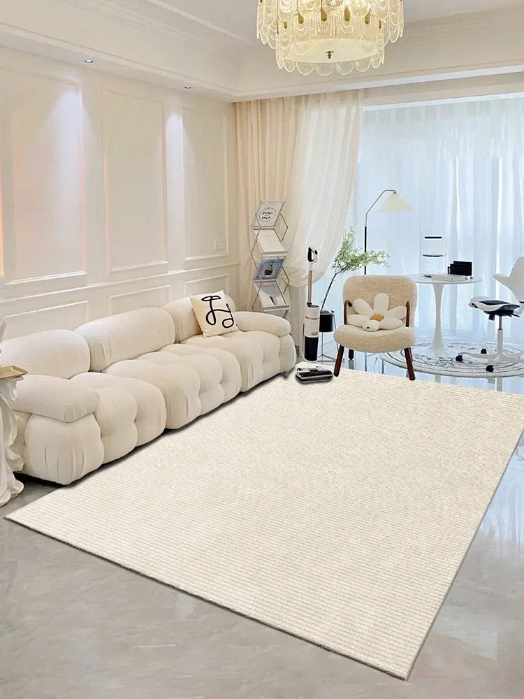 Simple Solid Color Living Room Carpet Soft and Comfortable Bedroom Carpets Machine Washable Balcony Rug Light Luxury Art Rugs