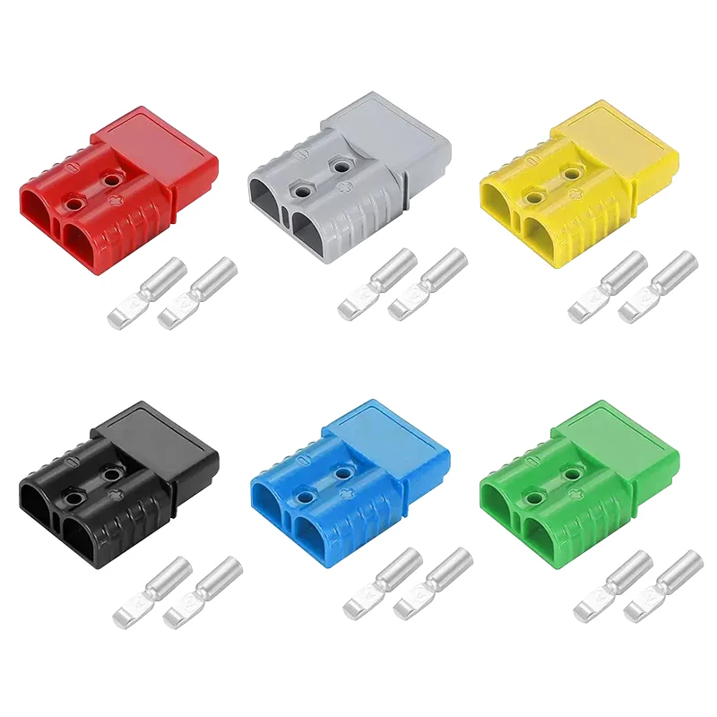 5/20/100 Pcs Copper Silver Plated Style Quick Connectors - 50A - 350A, Battery Charging Plug, Bipolar for High Current