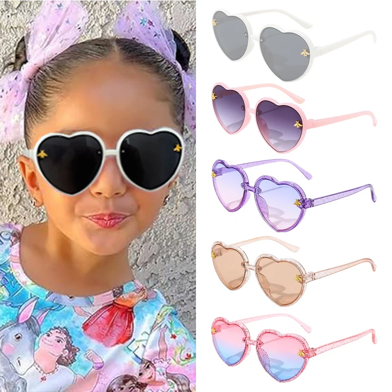 2/3/4/5 pçs 2026 meninas bonito abelha de ouro mais novas cores coração crianças moda óculos do bebê para o presente do dia dos namorados