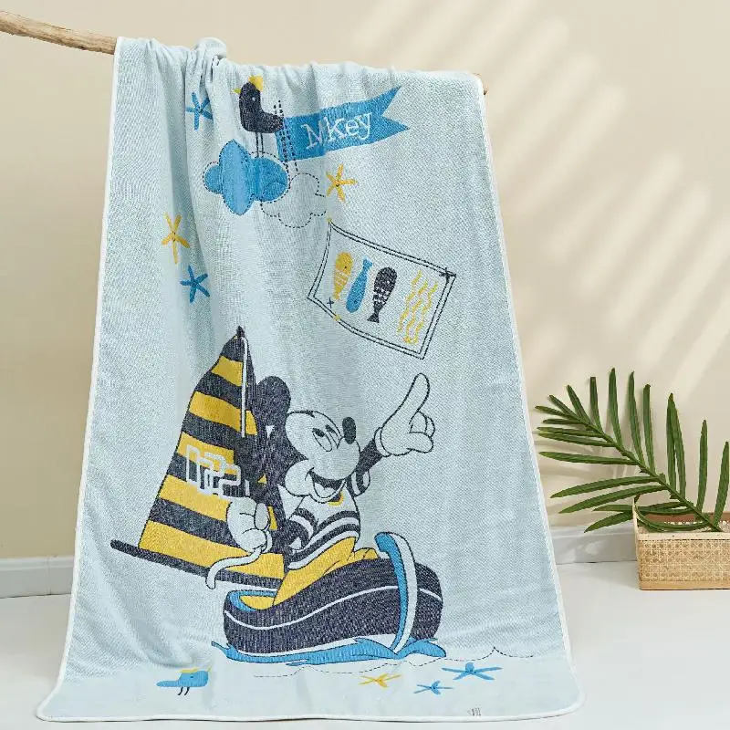 Disney Mickey Large Bath Towel Six Layer Pure Cotton Gauze Rectangular Quick Dry Absorbent Household Children Adult Beach Towel