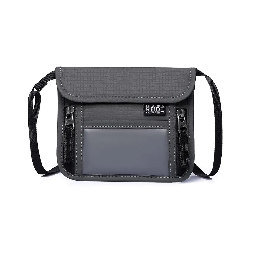 Novo saco de passaporte de viagem de náilon anti-roubo grande capacidade pescoço pendurado saco de documentos rfid bloqueio multi-bolsos titular do cartão de identificação