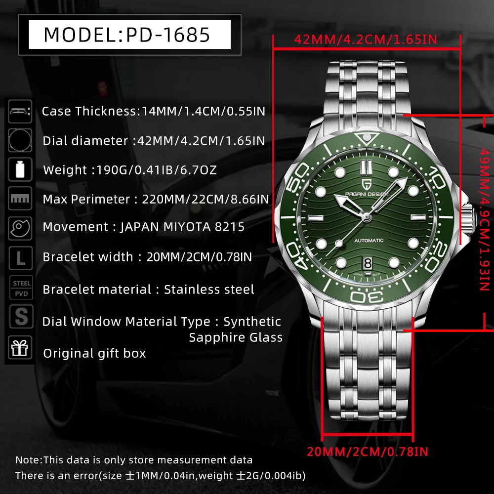 Pagani Design 2025 ساعة ميكانيكية للرجال من الفولاذ المقاوم للصدأ 42 مللي متر ساعة عصرية رائعة 100 متر مقاومة للماء زجاج الياقوت عرض التاريخ #6