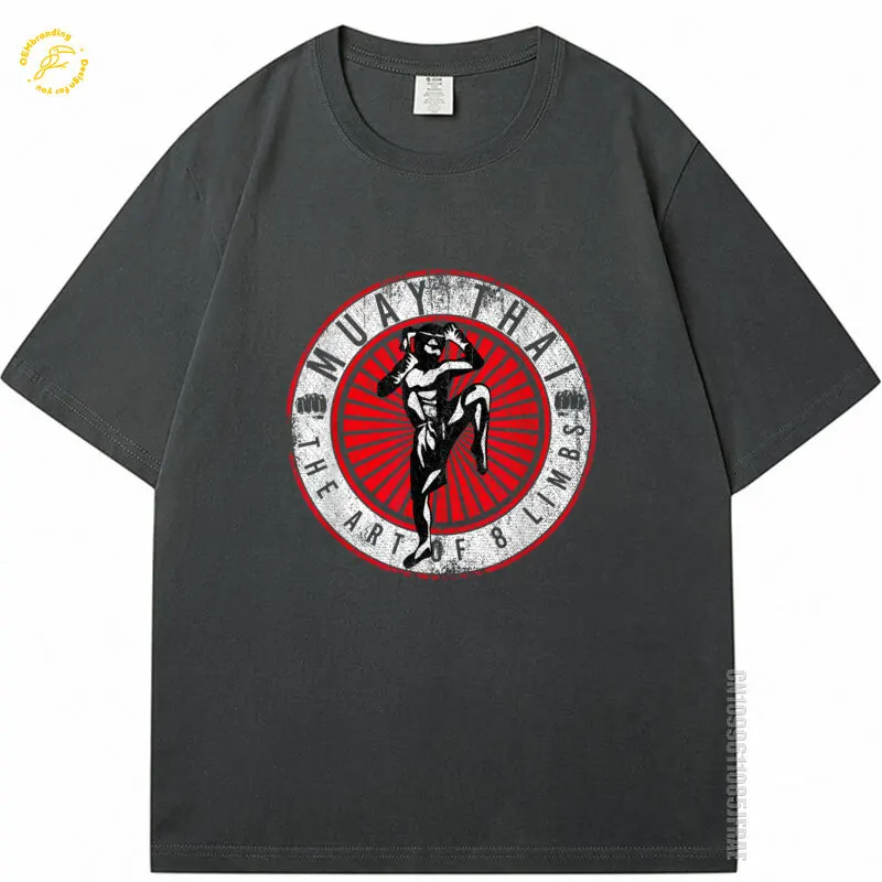 

Muay Thai Oversized T-Shirt Men 2025 Cool Tshirt Vintage Graphic Print Tees Black Short Sleeve Top Y2K Футболка Martial Shirts