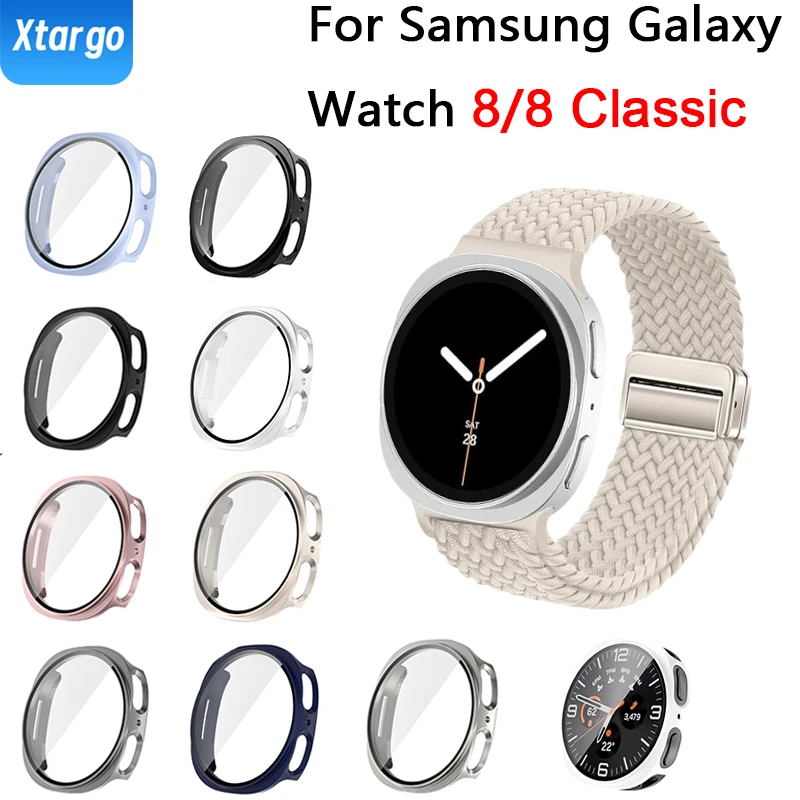 Hülle für Samsung Galaxy Watch 8/8 Classic 40 mm 44 mm 46 mm, harter PC-Schutz, kratzfeste Uhrengehäuseabdeckung für Männer und Frauen
