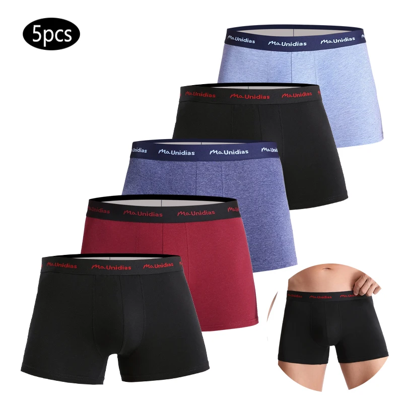 5pcs Solid Color Boxers Mens Underpants Cotton Men's Panties Sexy Letter Elastic Band Underwear For Man Boxer Shorts