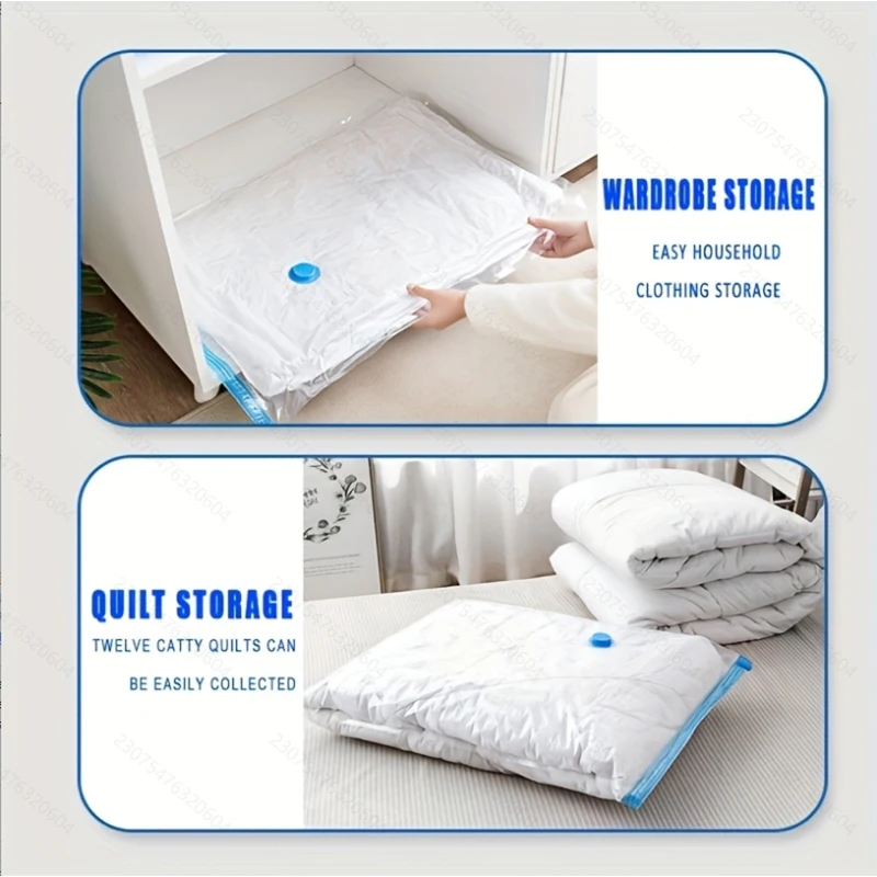 【أكياس تخزين مفرغة فائقة】12-حزمة من أكياس ضغط مع مضخة كهربائية، مجموعة 5 مقاسات للملابس/البطانيات/الفراش. Double-Zi