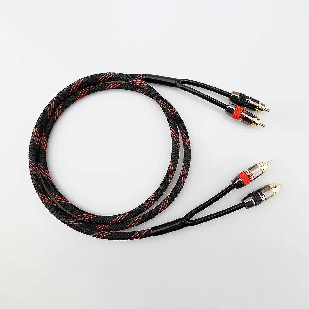 HIFI Pure Copper Signal Cable 2RCA Wire 2 RCA to 2 RCA audio cable male to male Splitter Y RCA Cable for Amplifier CD Player