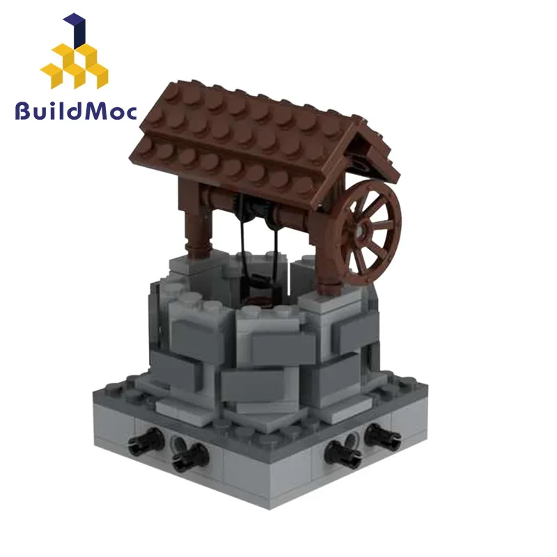 MOC-33504 Rural Retro Well Building Blocks Sets Street View Water Drawing Module Building Block Toy Children's New Year Gift