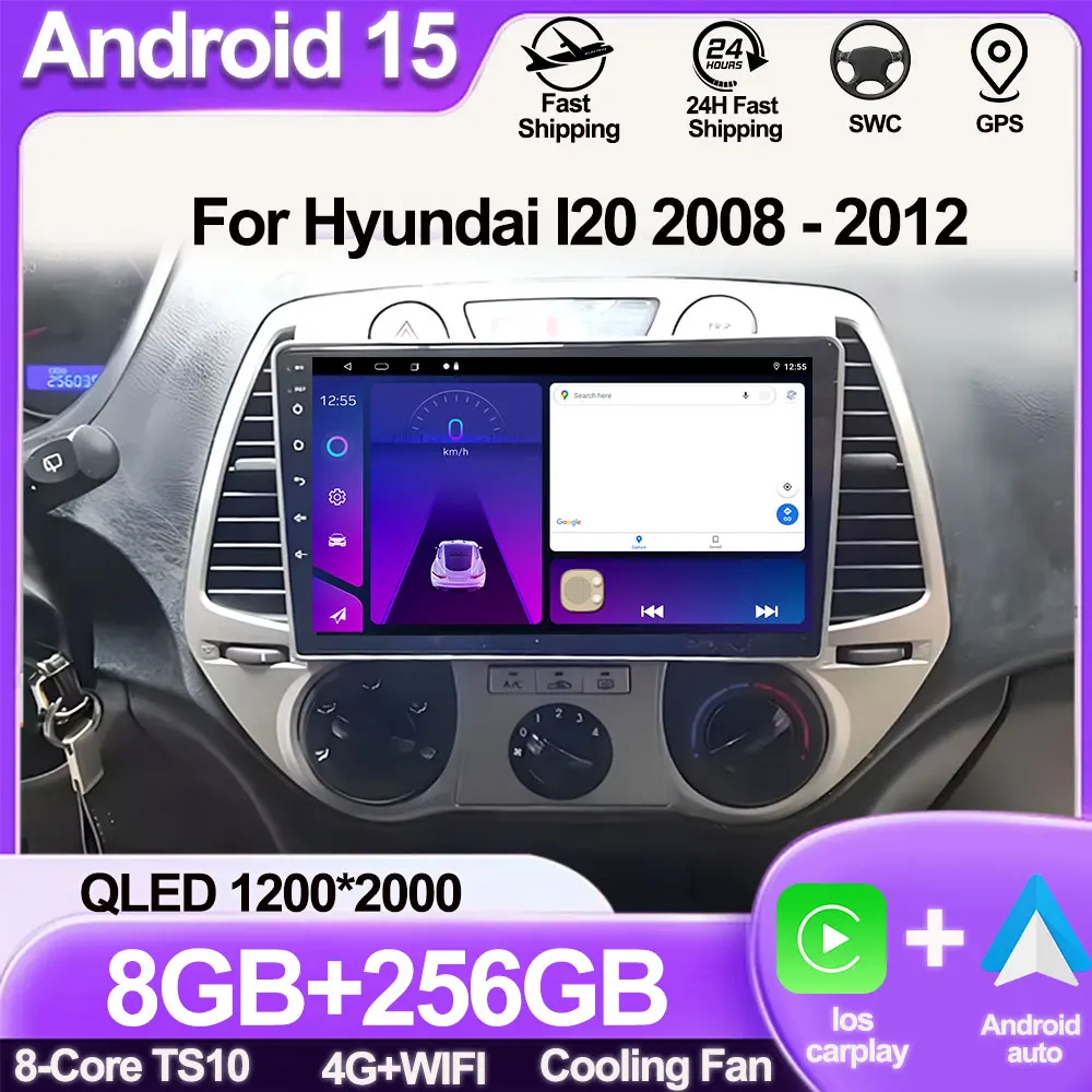 

Android 14 Auto Car Radio For Hyundai I20 2008 - 2012 GPS Multimedia Navigation Carplay Stereo dvd Player DSP GPS 4G WIFI 2Din