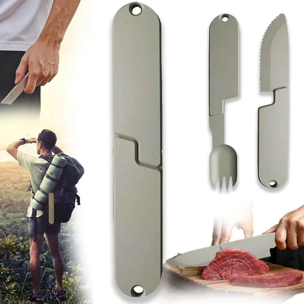 

Набор посуды для кемпинга 2 в 1, съемная многоразовая ложка-вилка, компактная легкая вилка для кемпинга, комбинированный инструмент для дикой природы