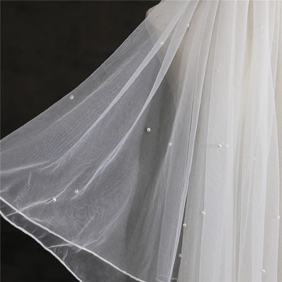 Wholesale White Ivory Wedding veils Beaded Crystal Bridal veils Wedding accessories vestidos de novia Una pieza welon ślubny