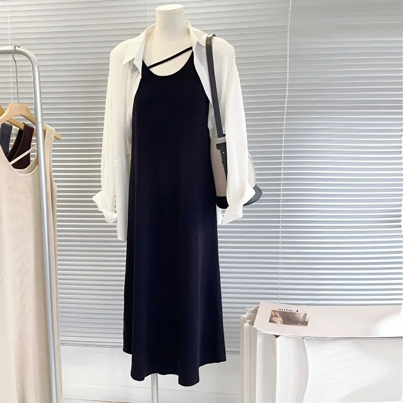 

Летнее платье-жилет больших размеров для женщин: тонкое, модное, универсальное, повседневное, прямого кроя, в корейском стиле