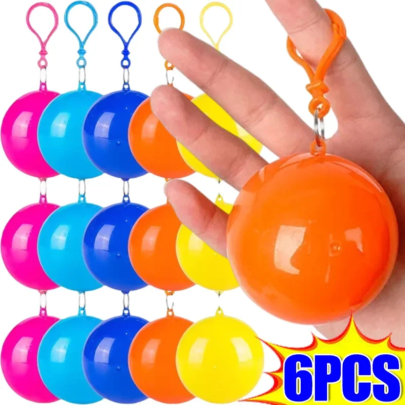 6/1PCS Portable Raincoats Disposable Waterproof Rain Ponchos Outdoor Camping Fishing Rain Coat Balls Emergency Keychain Rainwear