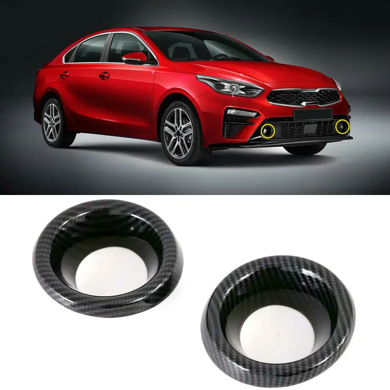 4PCS For Kia Forte K3 Cerato 2019 2020 Car Carbon Fiber Front Fog Light Lamp Stripe Cover Trim Frame Molding Accessories