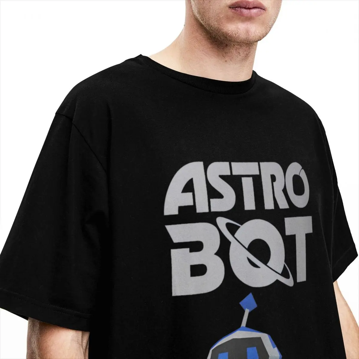 Astro\'s Playroom Astrobot T-Shirt Men Funny Pure Cotton Tee Shirt Crewneck Short Sleeve T Shirt Birthday Gift Clothes